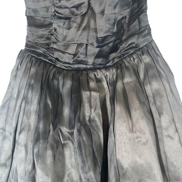 Max Mara Pianoforte Black Silk Strapless Tulle Tea Dress Women Sz IT 42 Sz US 8 - Picture 6 of 13